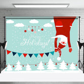 Lofaris Licht Grün Schneebedeckt Weihnachtsmann Bäume Weihnachten Hintergrund